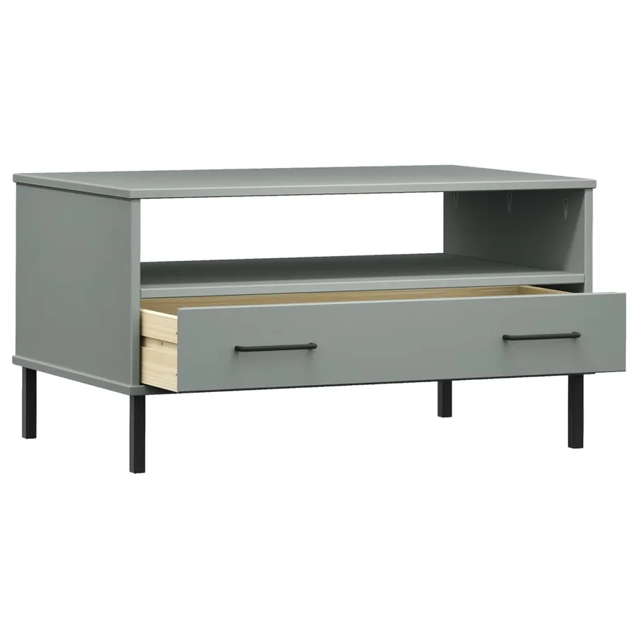 Table basse avec pieds en métal Gris 85x50x45 cm Bois OSLO - 5