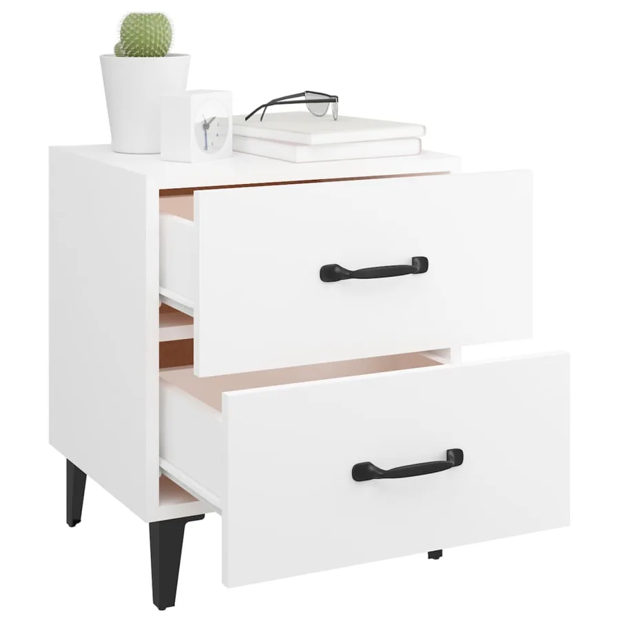 Table de chevet Blanc 40x35x47,5 cm - 3