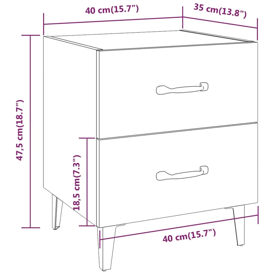 Table de chevet Blanc 40x35x47,5 cm - 7