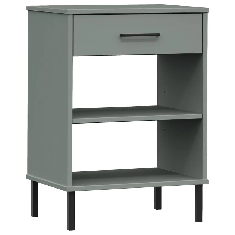 Armoire console avec pieds en métal Gris Bois pin massif OSLO - 2