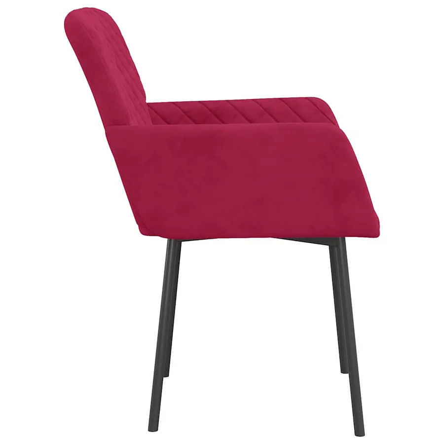 Chaises à manger lot de 2 Rouge bordeaux Velours - 5