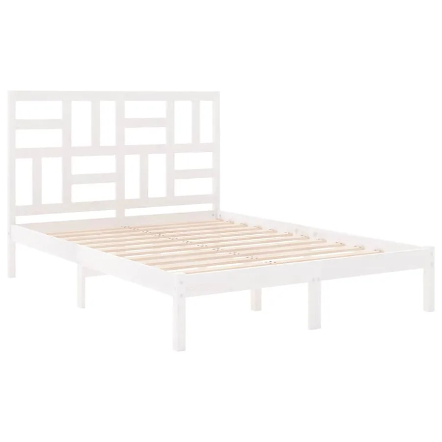 Cadre de lit sans matelas blanc bois massif 140x200 cm - 4