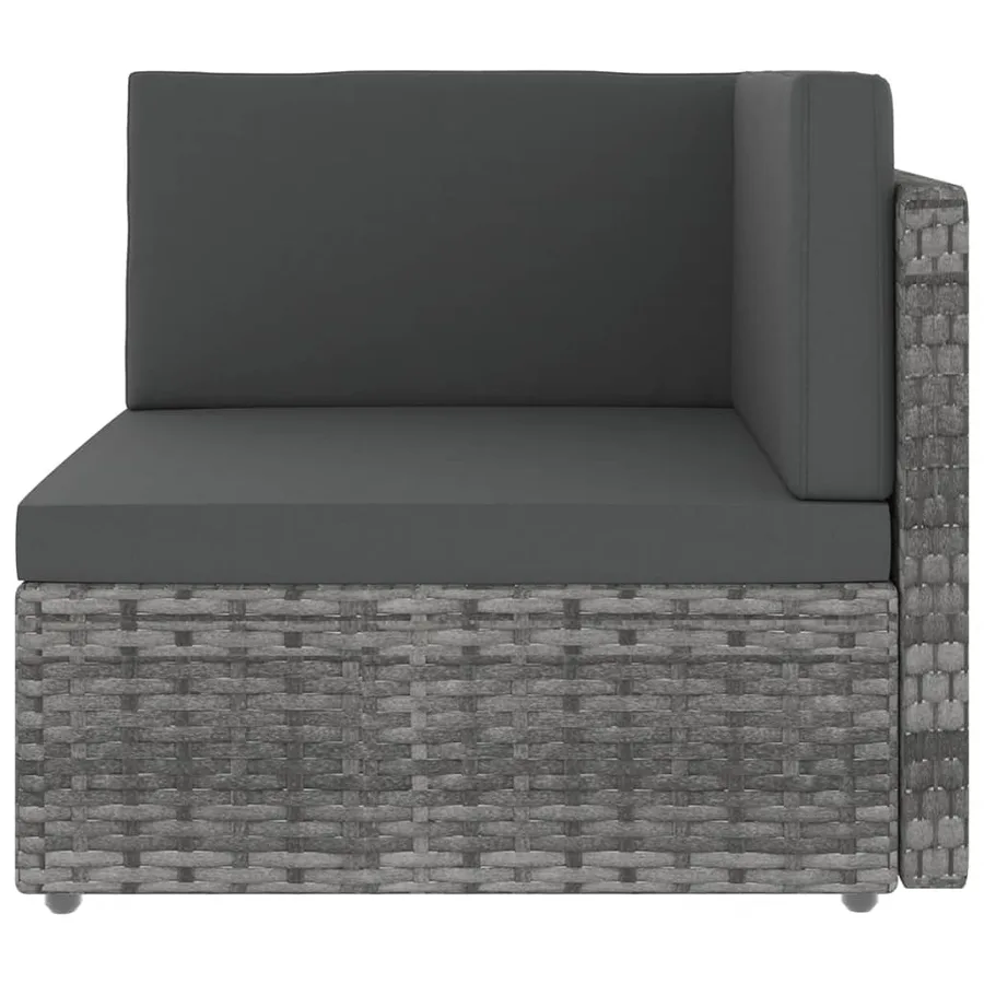 Salon de jardin 6 pcs avec coussins Gris Résine tressée - 5