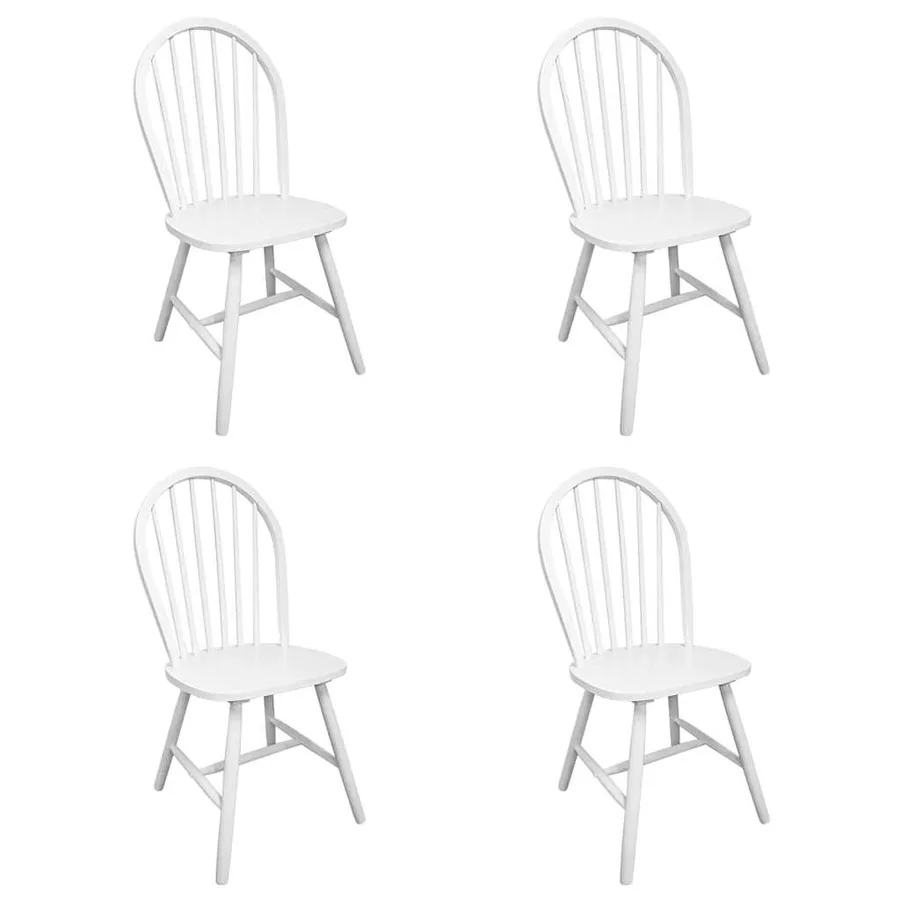 Chaises à manger lot de 4 blanc bois d'hévéa solide - 2