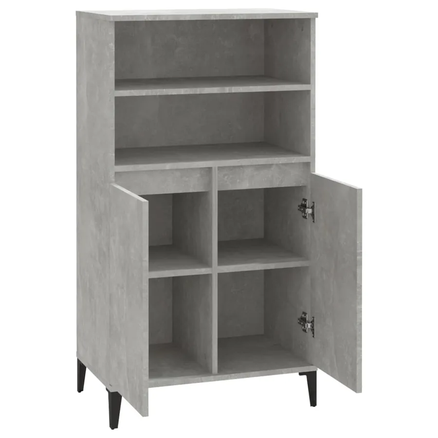 Buffet haut Gris béton 60x36x110 cm Bois d'ingénierie - 4