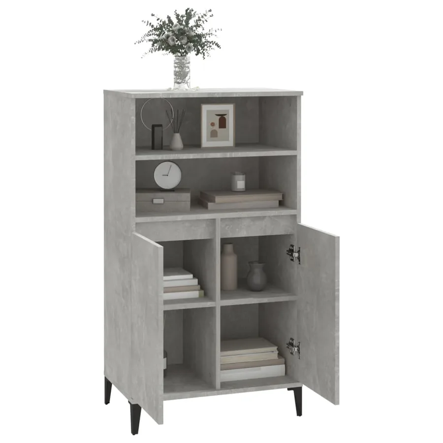 Buffet haut Gris béton 60x36x110 cm Bois d'ingénierie - 7