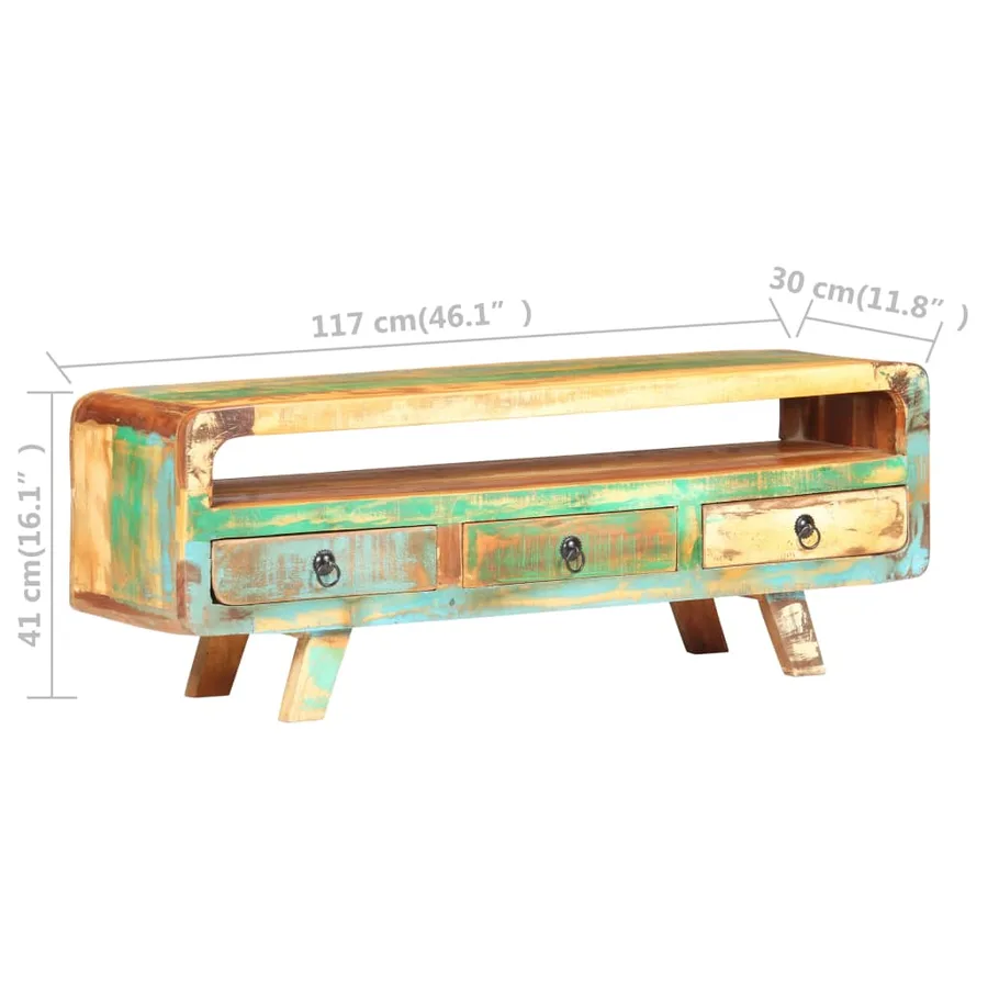 Meuble TV 117x30x41 cm Bois de récupération massif - 7