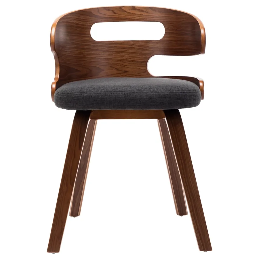 Chaises à manger lot de 4 gris foncé bois courbé et tissu - 3