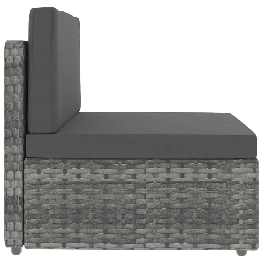 Canapé sectionnel 3 places Résine tressée Gris - 9