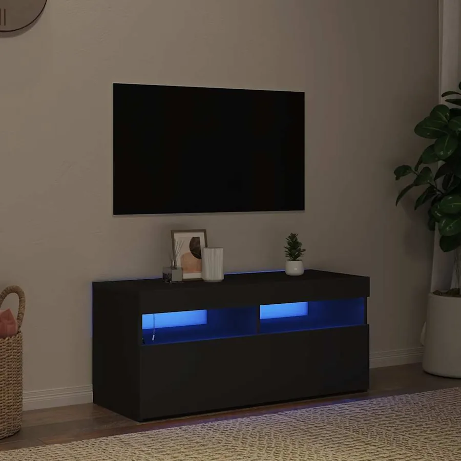 Meuble TV avec lumières LED noir 90x35x40 cm