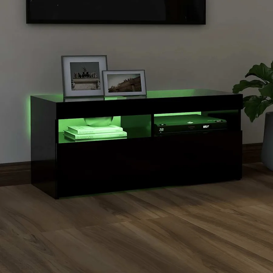 Meuble TV avec lumières LED noir 90x35x40 cm - 4