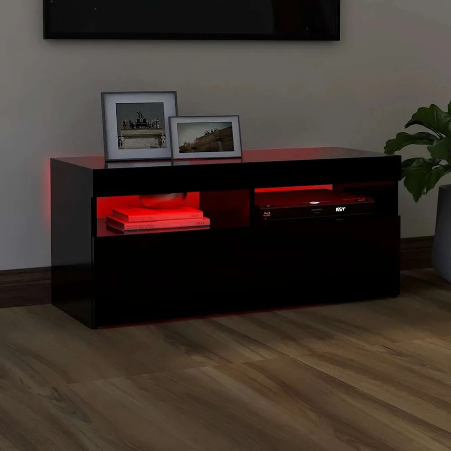 Meuble TV avec lumières LED noir 90x35x40 cm - 5