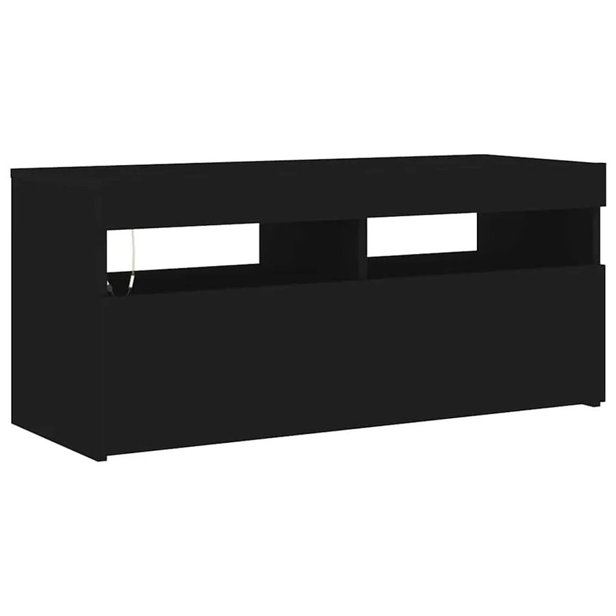 Meuble TV avec lumières LED noir 90x35x40 cm - 6