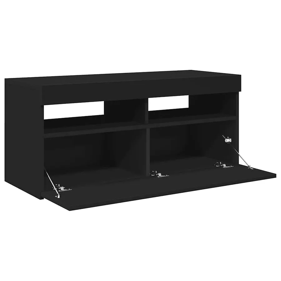 Meuble TV avec lumières LED noir 90x35x40 cm - 7