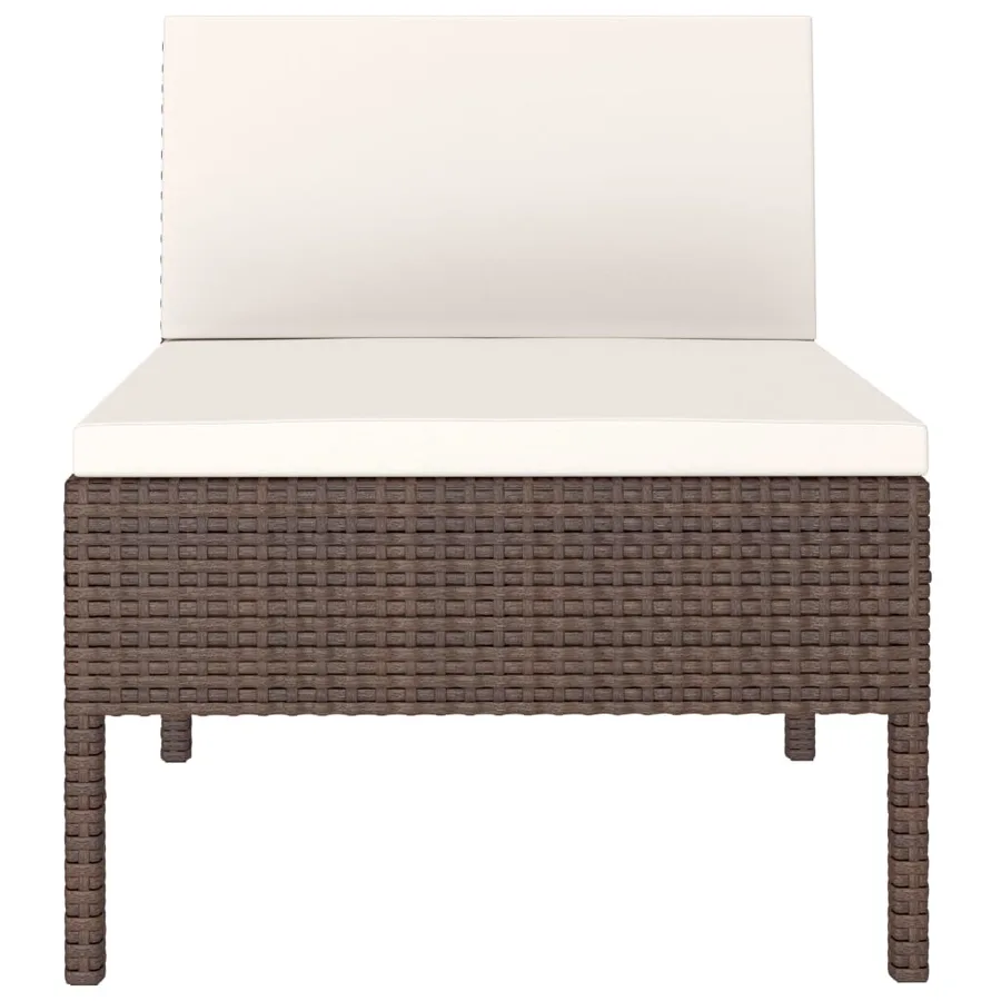 Chaises de jardin lot de 3 avec coussins Résine tressée Marron - 4