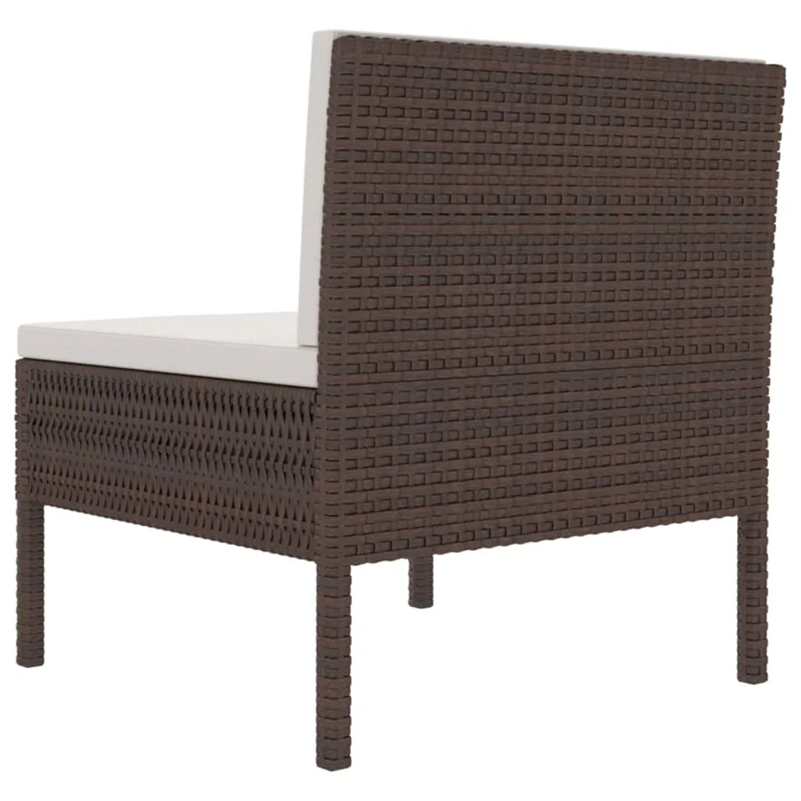 Chaises de jardin lot de 3 avec coussins Résine tressée Marron - 5