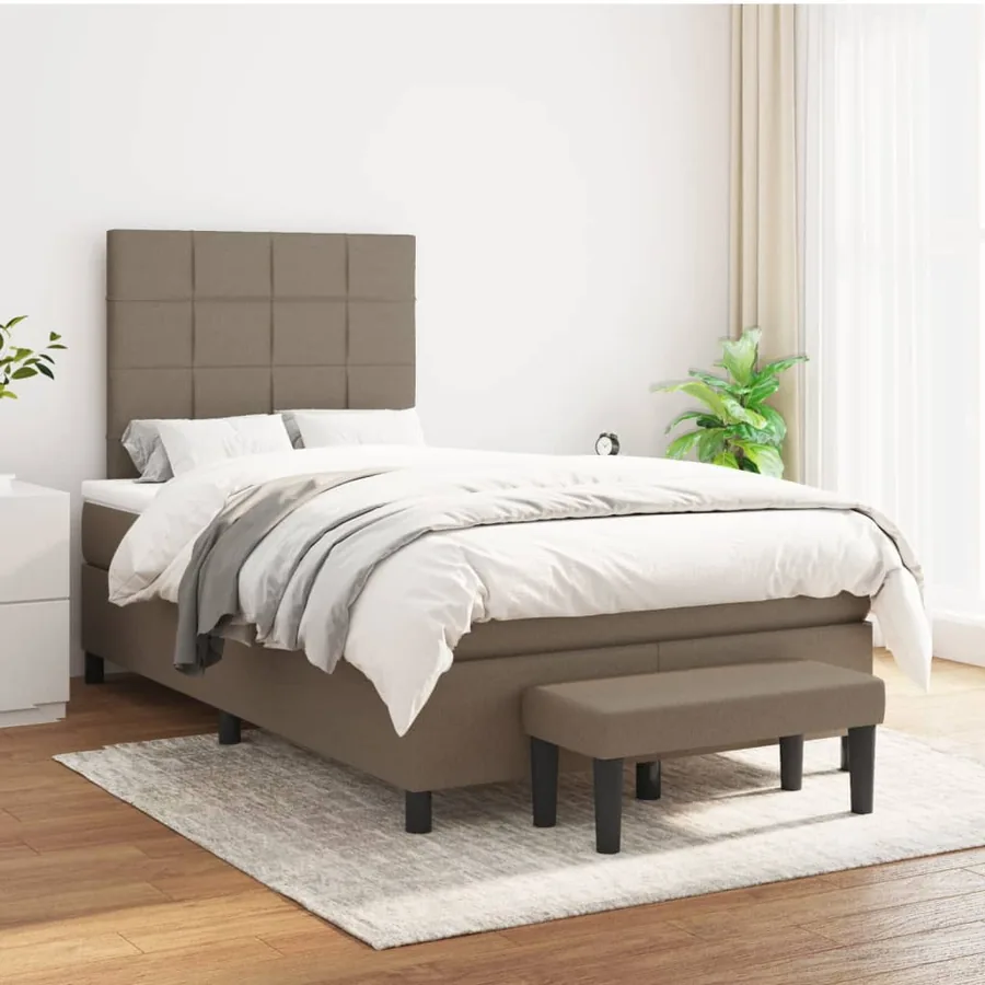 Sommier à lattes de lit avec matelas Taupe 120x200 cm Tissu