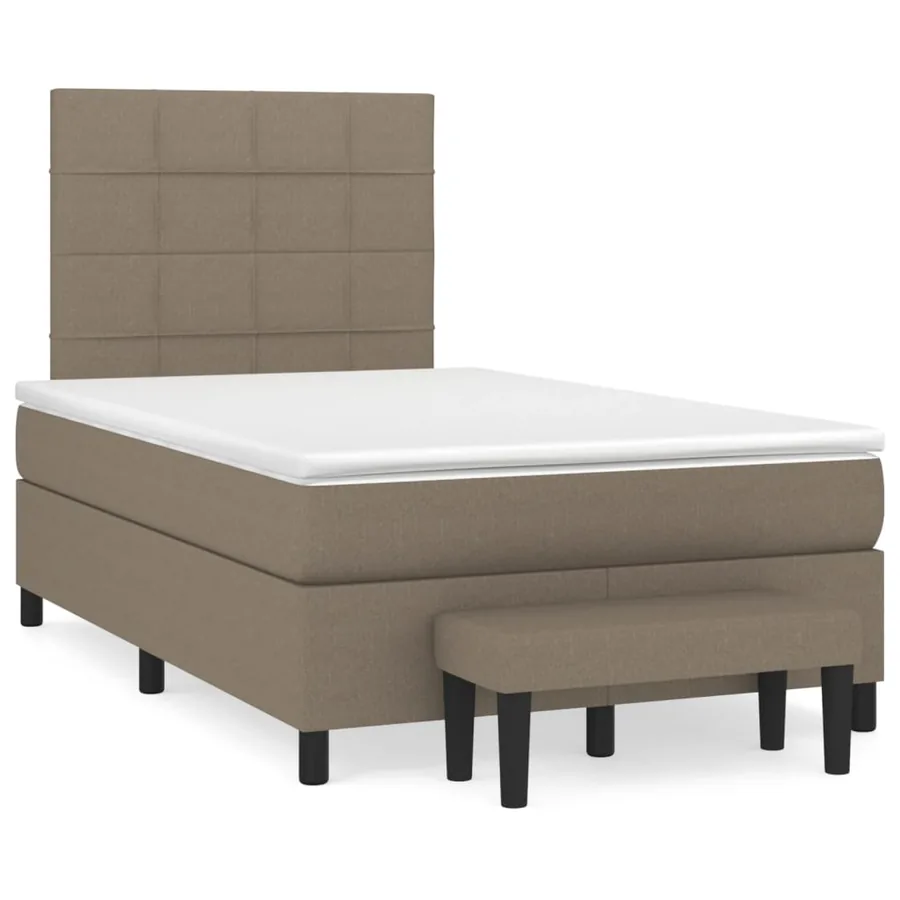 Sommier à lattes de lit avec matelas Taupe 120x200 cm Tissu - 2