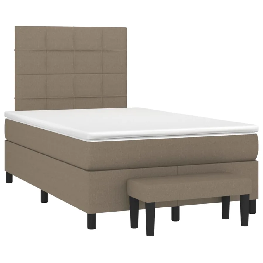 Sommier à lattes de lit avec matelas Taupe 120x200 cm Tissu - 3