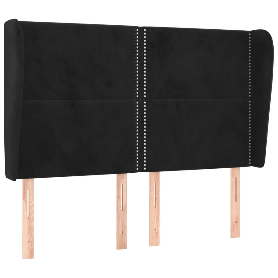 Tête de lit avec oreilles Noir 147x23x118/128 cm Velours - 2