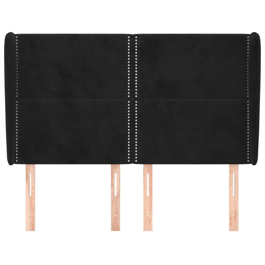 Tête de lit avec oreilles Noir 147x23x118/128 cm Velours - 3