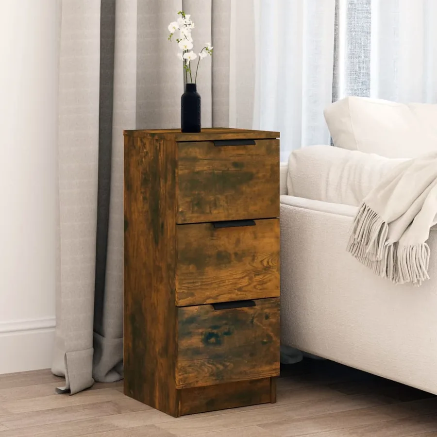 Buffet Chêne fumé 30x30x70 cm Bois d'ingénierie - 3