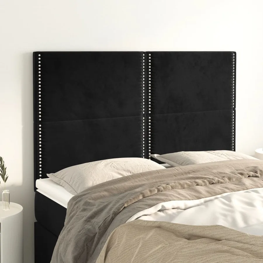 Tête de lit Noir 144x5x118/128 cm Velours