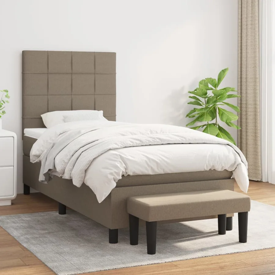 Sommier à lattes de lit avec matelas Taupe 80x200 cm Tissu