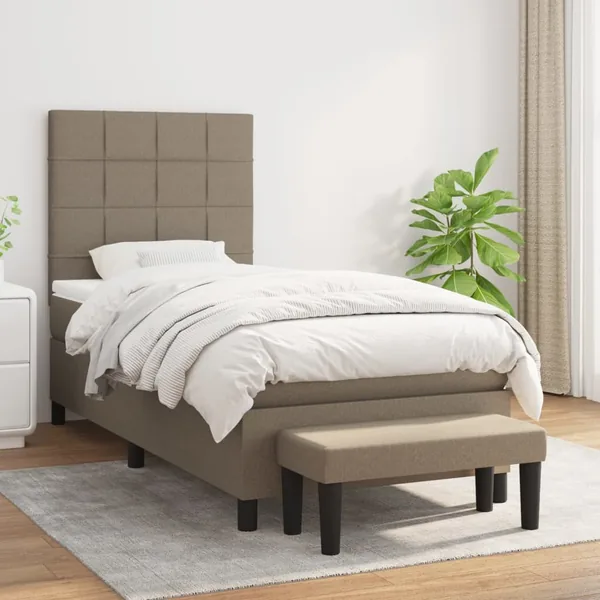 Sommier à lattes de lit avec matelas Taupe 80x200 cm Tissu