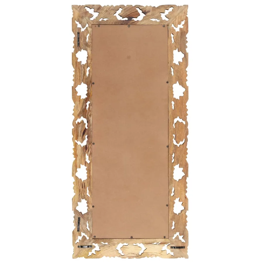 Miroir sculpté à la main Marron 110x50 cm Bois de manguier - 3