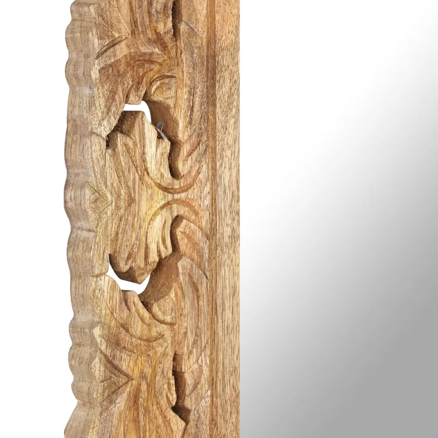 Miroir sculpté à la main Marron 110x50 cm Bois de manguier - 5