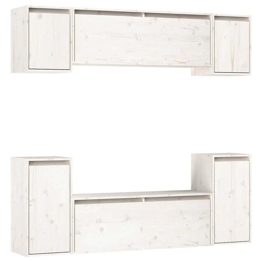 Meubles TV 6 pcs Blanc Bois massif de pin - 2