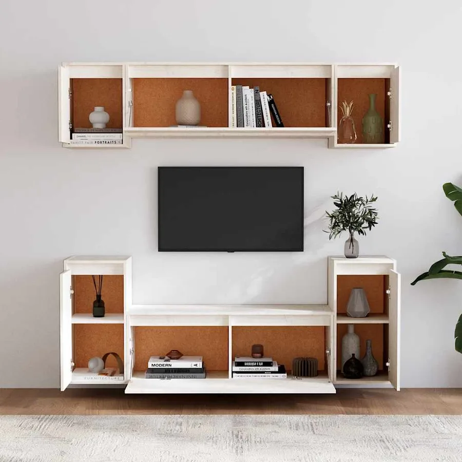 Meubles TV 6 pcs Blanc Bois massif de pin - 3