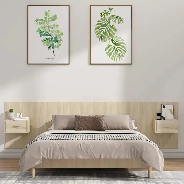 Tête de lit avec armoires Chêne sonoma Bois d'ingénierie