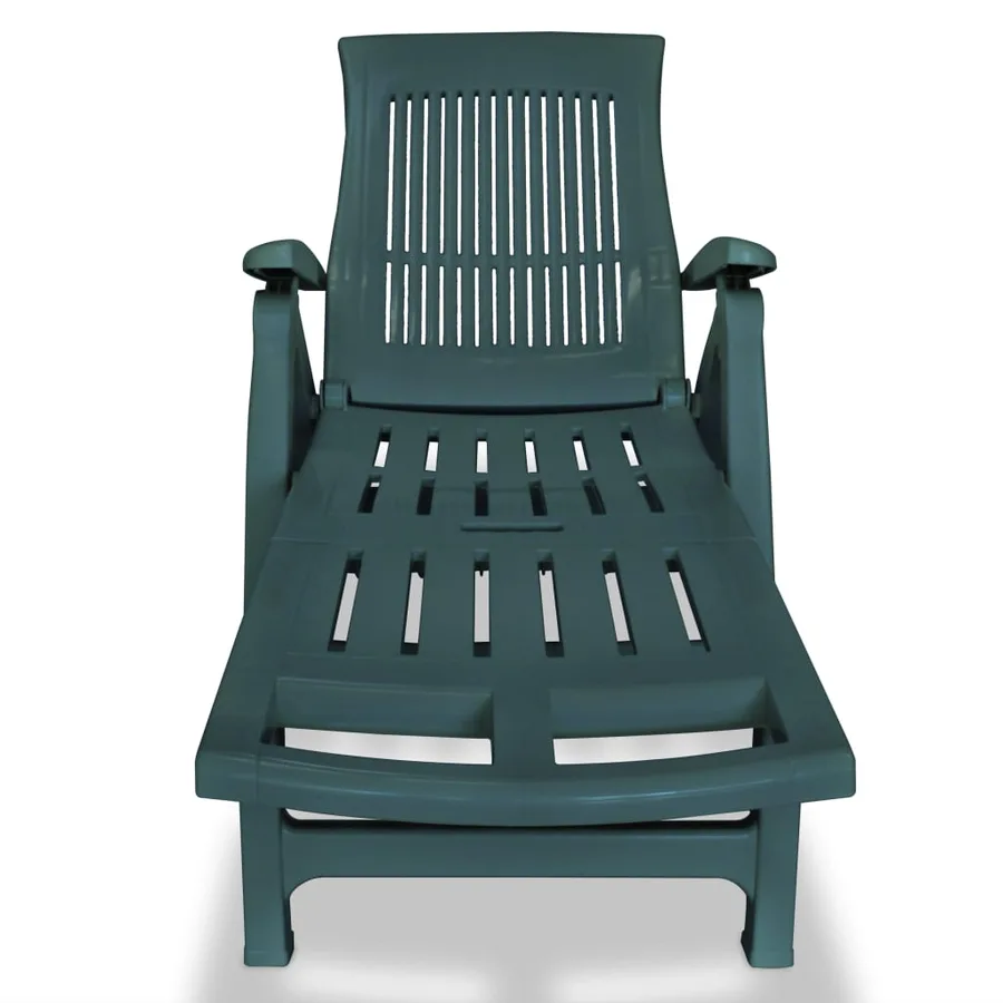 Chaise longue avec repose-pied Plastique Vert - 2