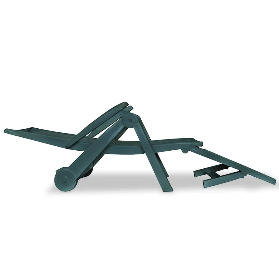 Chaise longue avec repose-pied Plastique Vert - 3