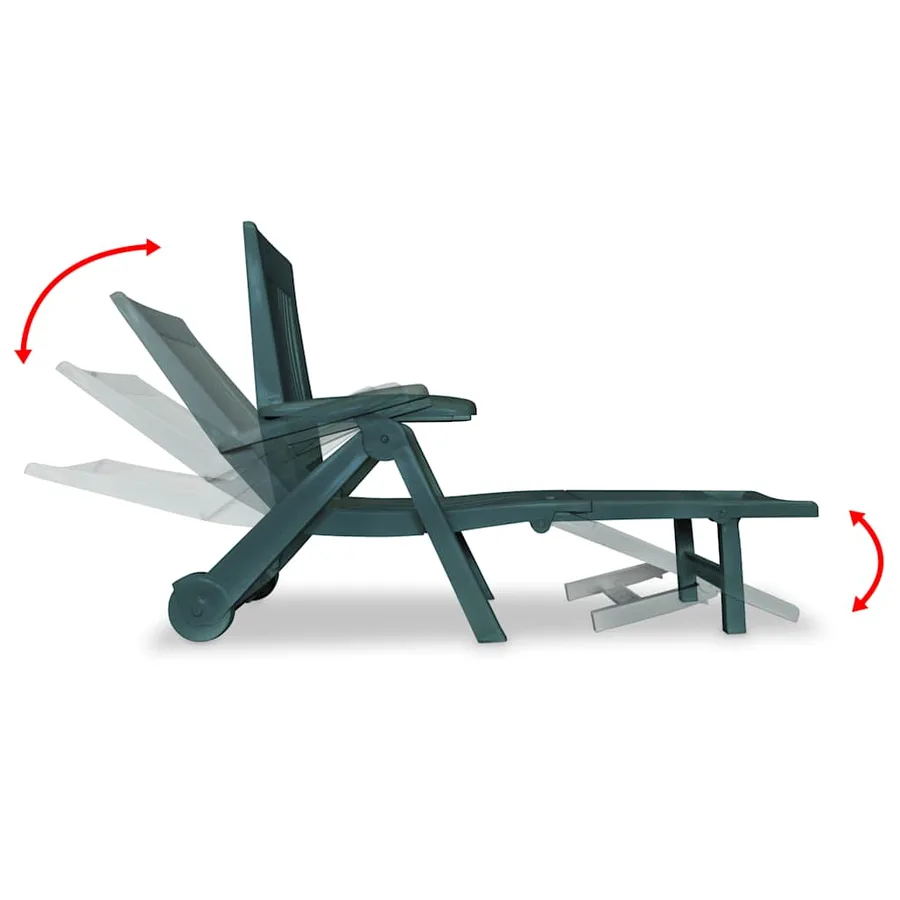 Chaise longue avec repose-pied Plastique Vert - 6