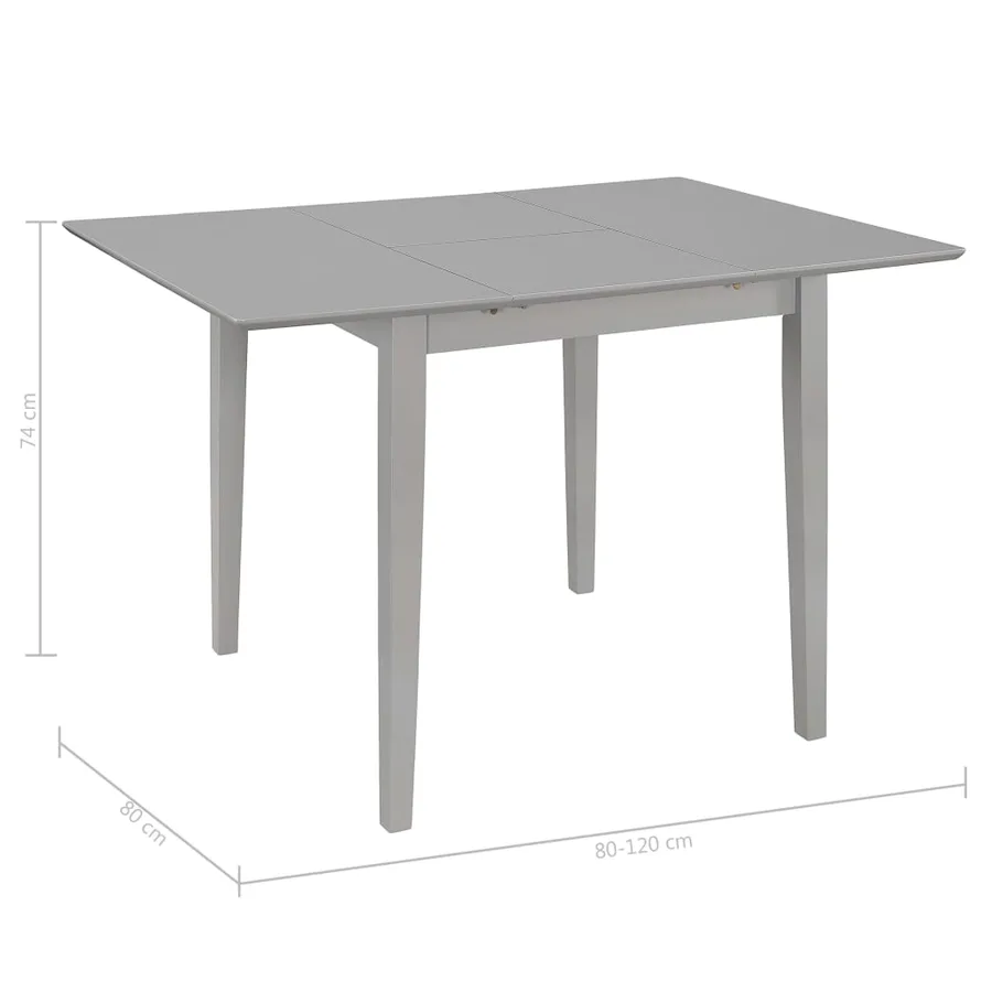 Table à dîner extensible Gris (80-120) x 80 x 74 cm MDF - 6