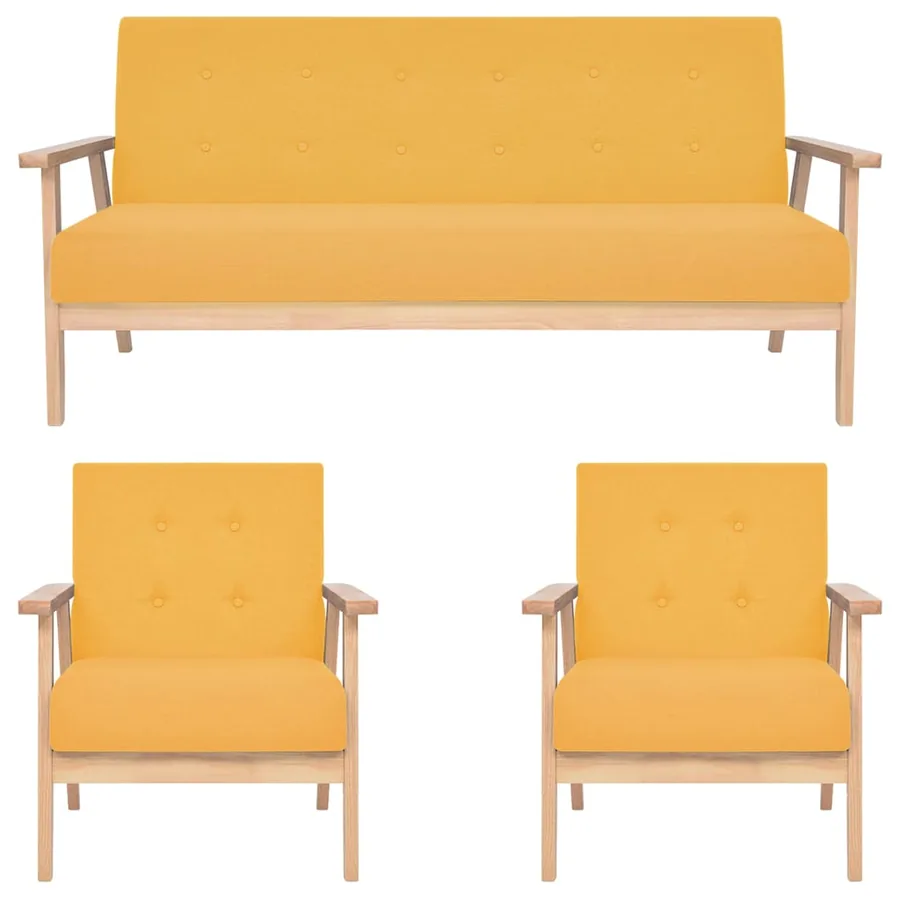 Ensemble de canapés 3 pcs Tissu Jaune