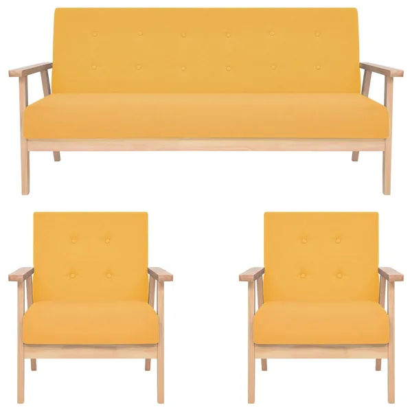 Ensemble de canapés 3 pcs Tissu Jaune