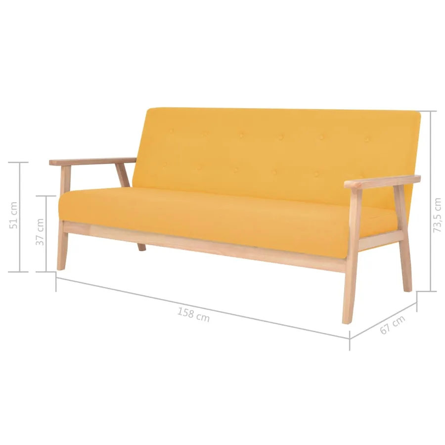 Ensemble de canapés 3 pcs Tissu Jaune - 11