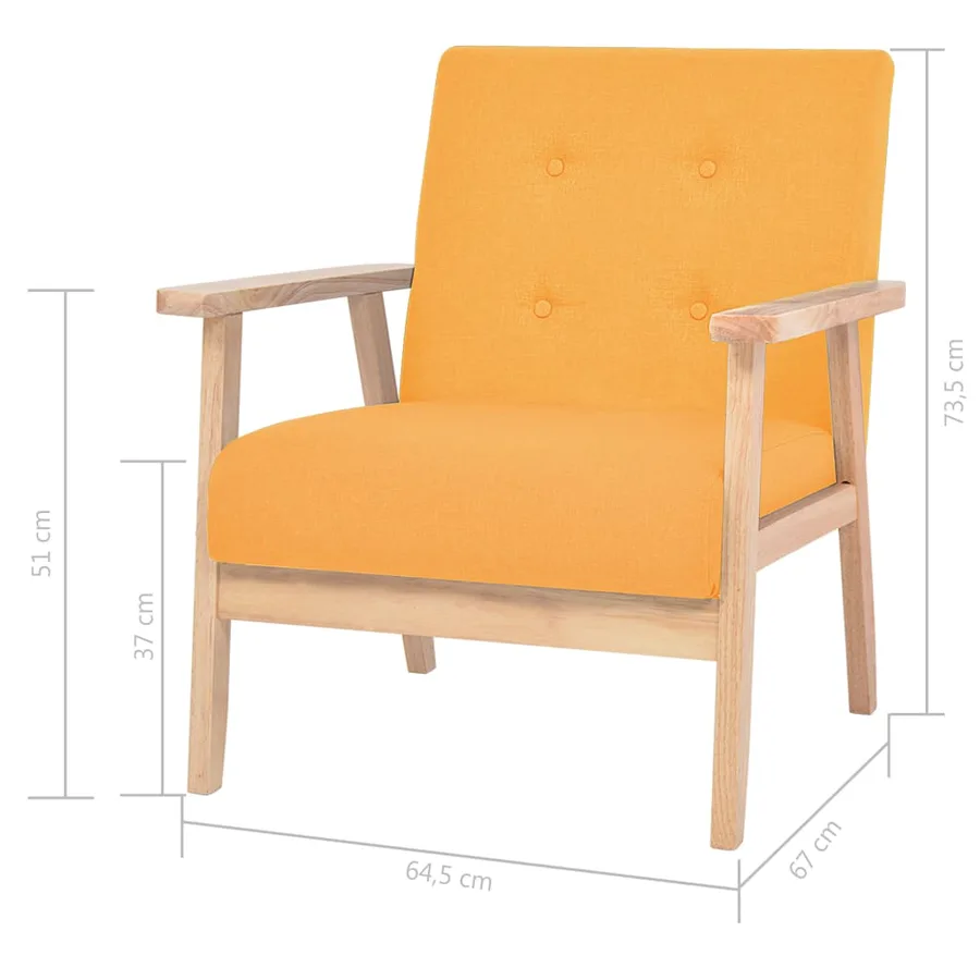 Ensemble de canapés 3 pcs Tissu Jaune - 12