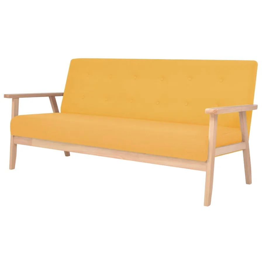 Ensemble de canapés 3 pcs Tissu Jaune - 2