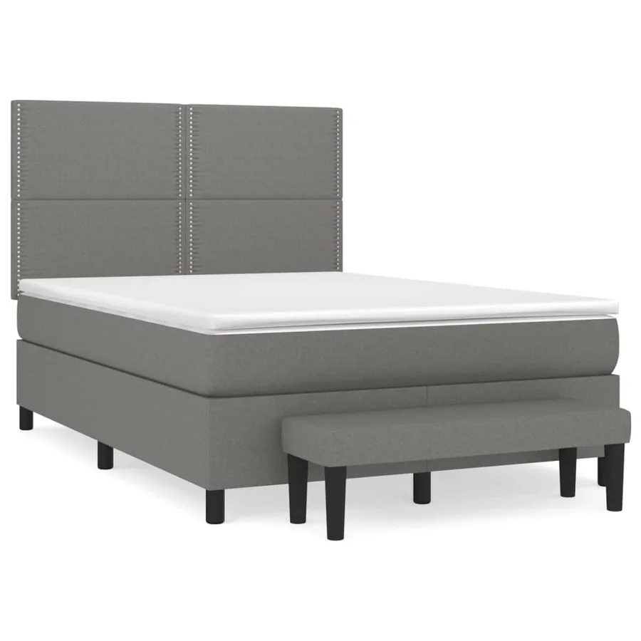 Sommier à lattes de lit avec matelas Gris foncé 140x190cm Tissu - 2