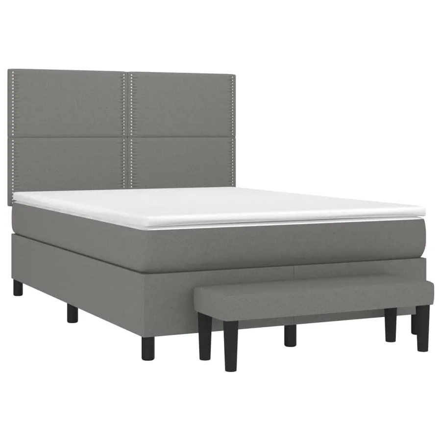 Sommier à lattes de lit avec matelas Gris foncé 140x190cm Tissu - 3