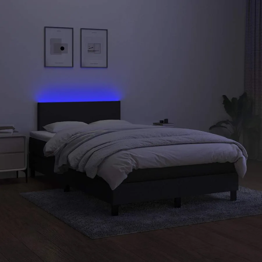 Sommier à lattes de lit avec matelas LED Noir 120x200 cm Tissu - 4