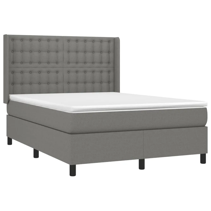 Sommier à lattes de lit matelas LED Gris foncé 140x190 cm Tissu - 4