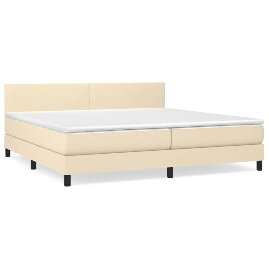 Sommier à lattes de lit avec matelas Crème 200x200 cm Tissu - 2