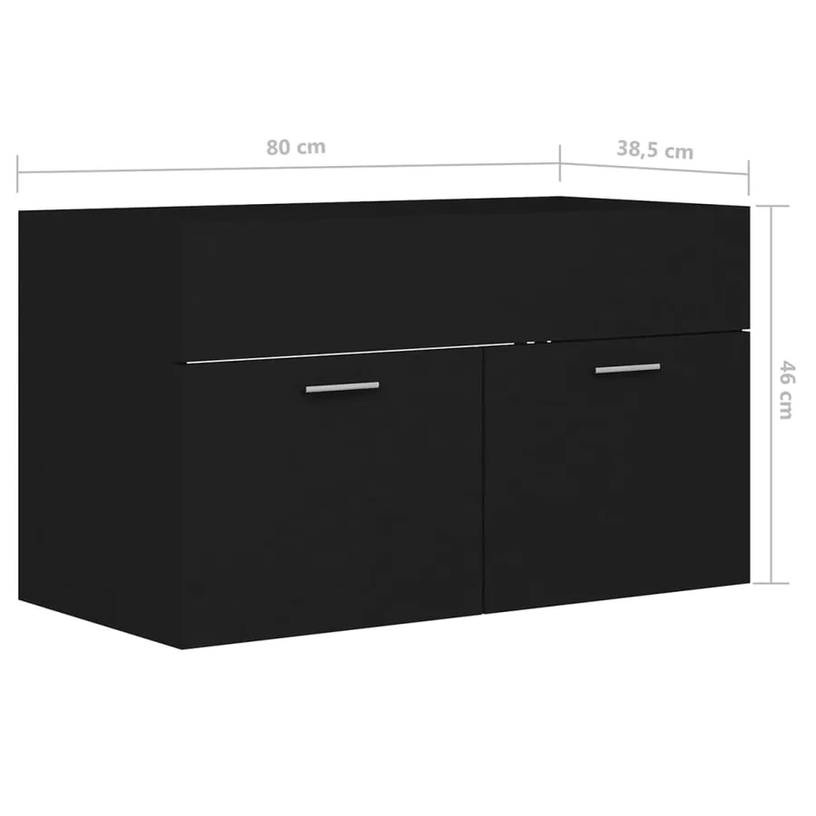 Armoire d'évier avec lavabo intégré Noir Aggloméré - 15