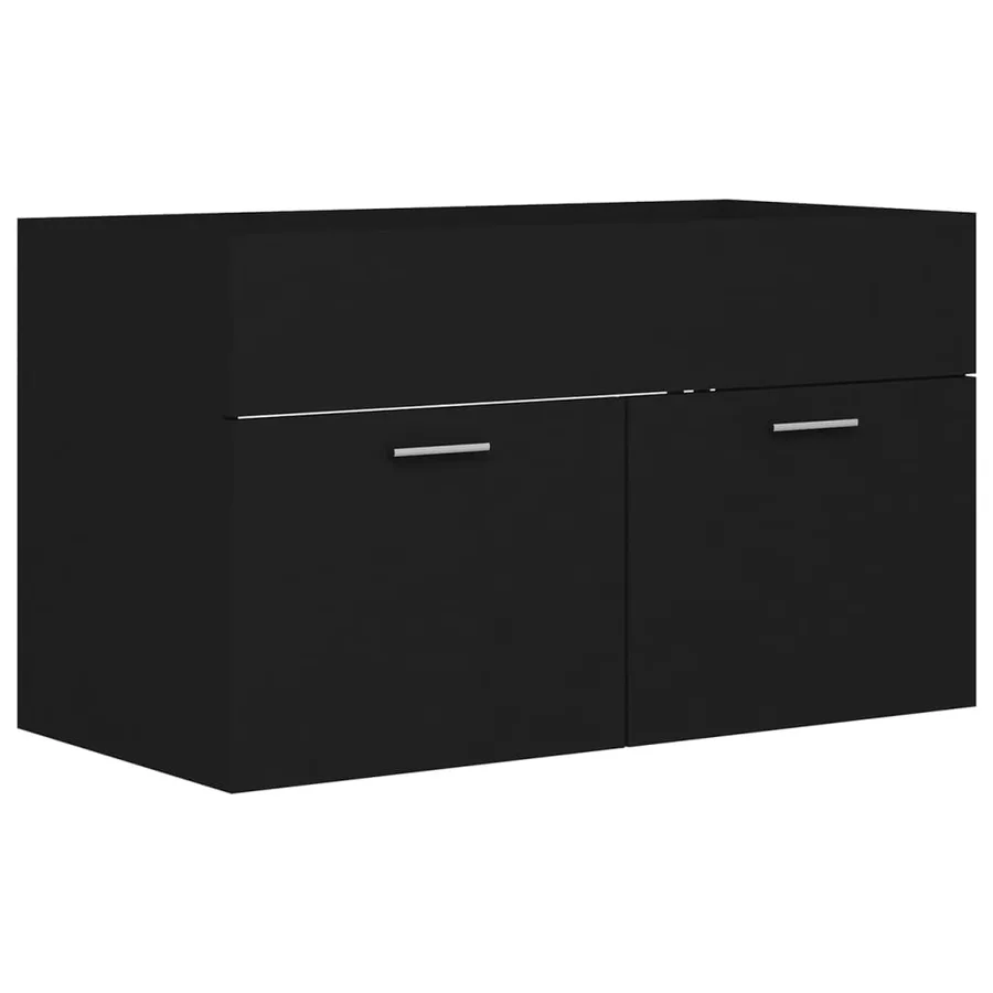 Armoire d'évier avec lavabo intégré Noir Aggloméré - 5